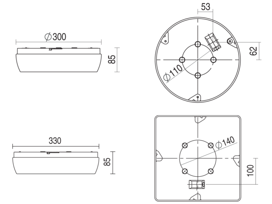 Measurments PTS SQUARE/ROUND